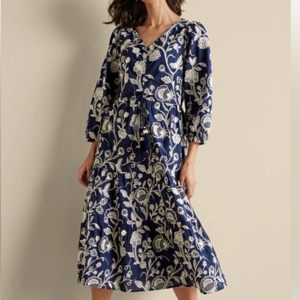 Soft Surroundings Tilda Embroidered Midi Dress